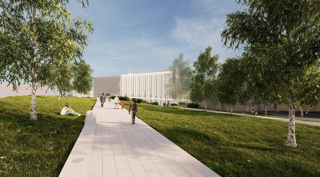 Vilniaus šv. Jono Pauliaus II bažnyčia ir Sielovados centras (Medeinos g. 14) - Dievnams - vizualizācija