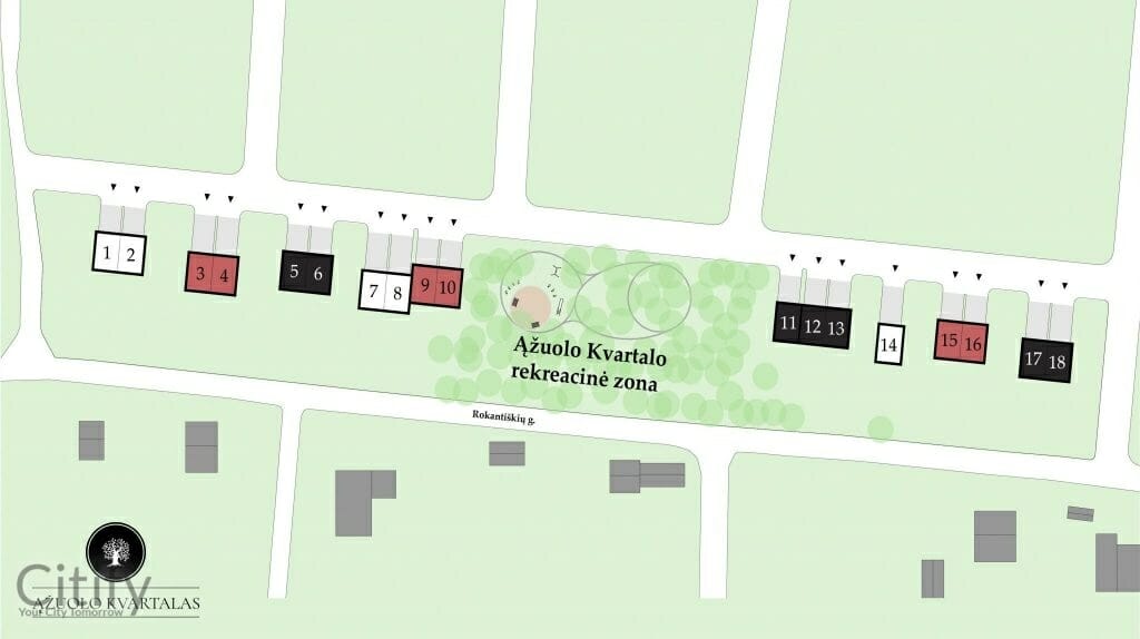 Ąžuolo kvartalas 1 etapas (Bernotų g. 1, Bernotų g. 17, Lavoriškių g. 1, Karmazinų g. 2) - Row housing - visualization