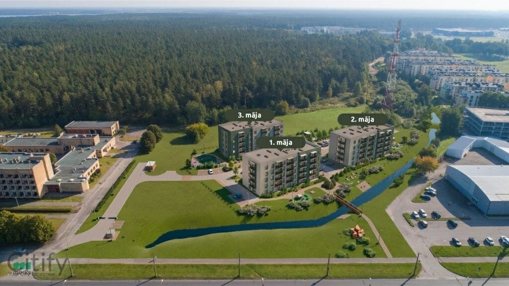 Mežpilsēta - 1. kārta - 1-3. ēka (Hipokrāta iela 20, 22, 24) - Daugiabutis - vizualizacija