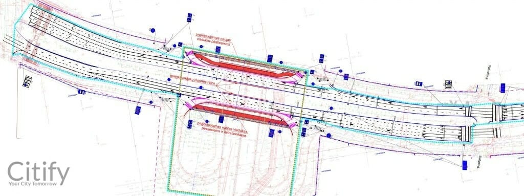 Pilaitės pr. pėsčiųjų viadukai (Pilaitės pr.) - Bike path, Bridge - visualization