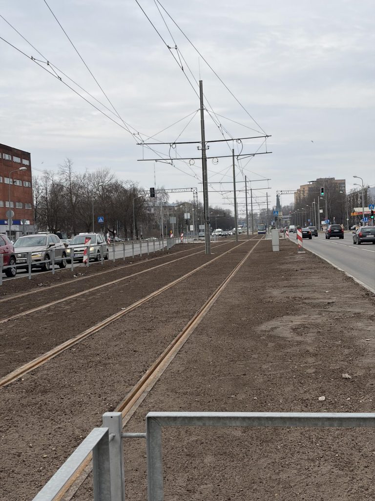 7.tramvaja līnijas pagarinājuma izbūve (Latgales iela, Višķu iela,Lokomotīves iela) - Jalgrattatee, Raudtee, Tänav - ehituse fotod