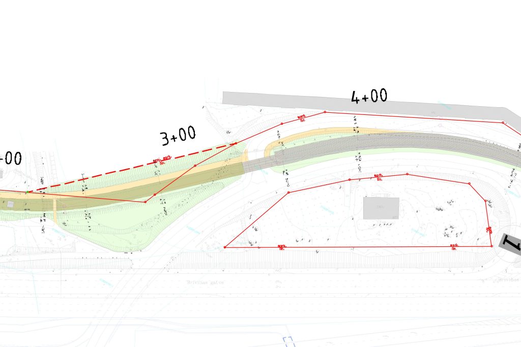 Tramvaju līnijas pagarinājums "Jugla - Berģu kalns" (Brīvības gatve) - Dzelzceļš, Iela - vizualizācija