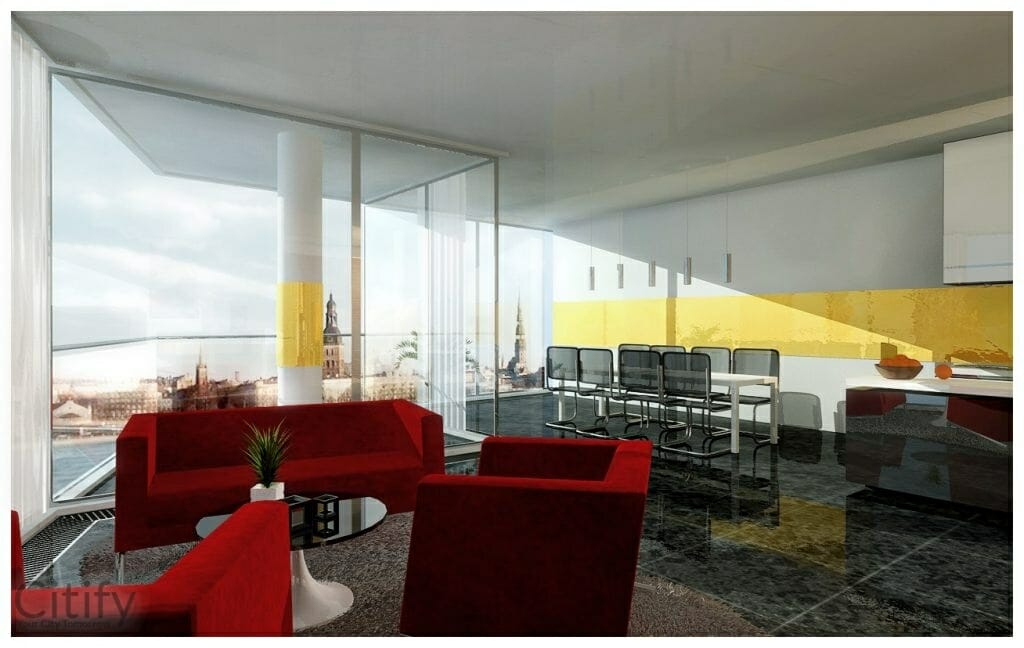 Symbiotic Tower (Balasta dambis 7) - Multi apartment - visualization