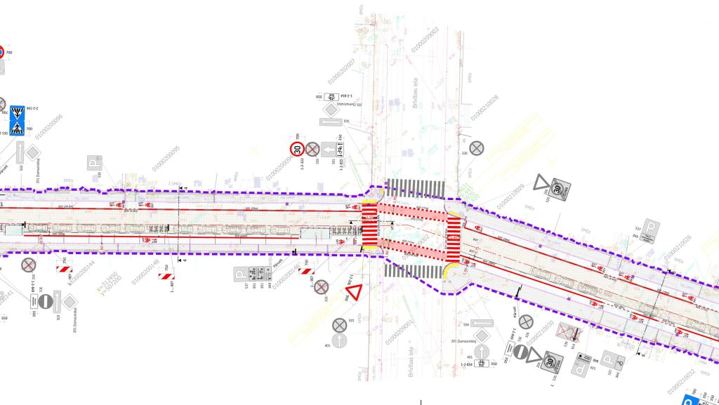 Velojoslu ierīkošana Dzirnavu ielas posmā no Tērbatas ielas līdz Skolas ielai (Dzirnavu iela) - Bike path - visualization