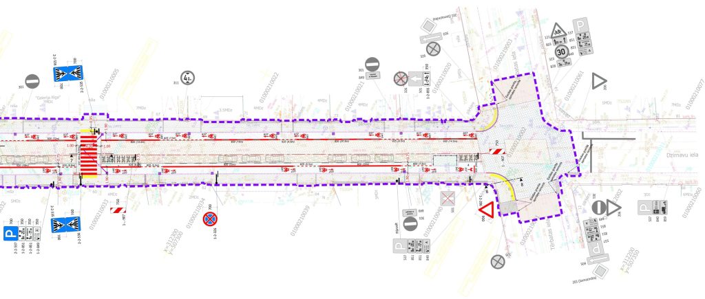 Velojoslu ierīkošana Dzirnavu ielas posmā no Tērbatas ielas līdz Skolas ielai (Dzirnavu iela) - Bike path - visualization