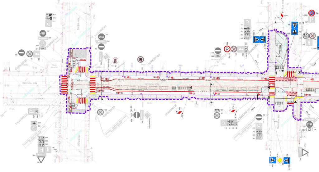 Velojoslu ierīkošana Dzirnavu ielas posmā no Tērbatas ielas līdz Skolas ielai (Dzirnavu iela) - Bike path - visualization