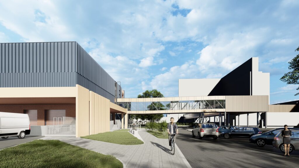 RAKUS aptiekas loģistikas ēka un stacionārus savienojoša virszemes pāreja (Hipokrāta iela 2) - Hospital - visualization