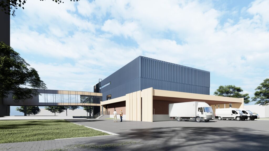 RAKUS aptiekas loģistikas ēka un stacionārus savienojoša virszemes pāreja (Hipokrāta iela 2) - Hospital - visualization