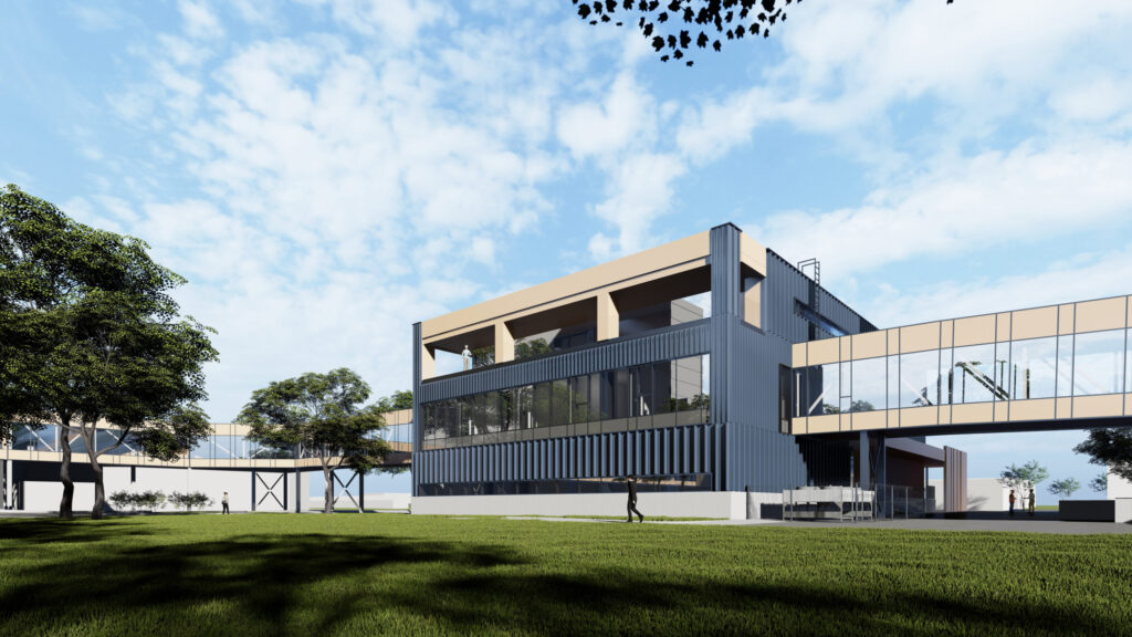 RAKUS aptiekas loģistikas ēka un stacionārus savienojoša virszemes pāreja (Hipokrāta iela 2) - Hospital - visualization