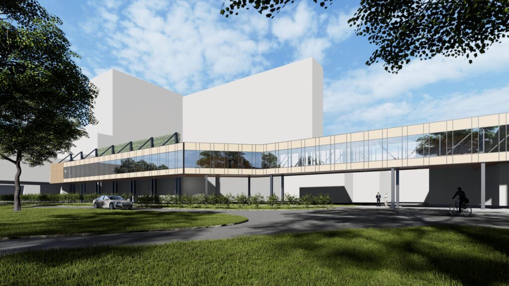 RAKUS aptiekas loģistikas ēka un stacionārus savienojoša virszemes pāreja (Hipokrāta iela 2) - Hospital - visualization