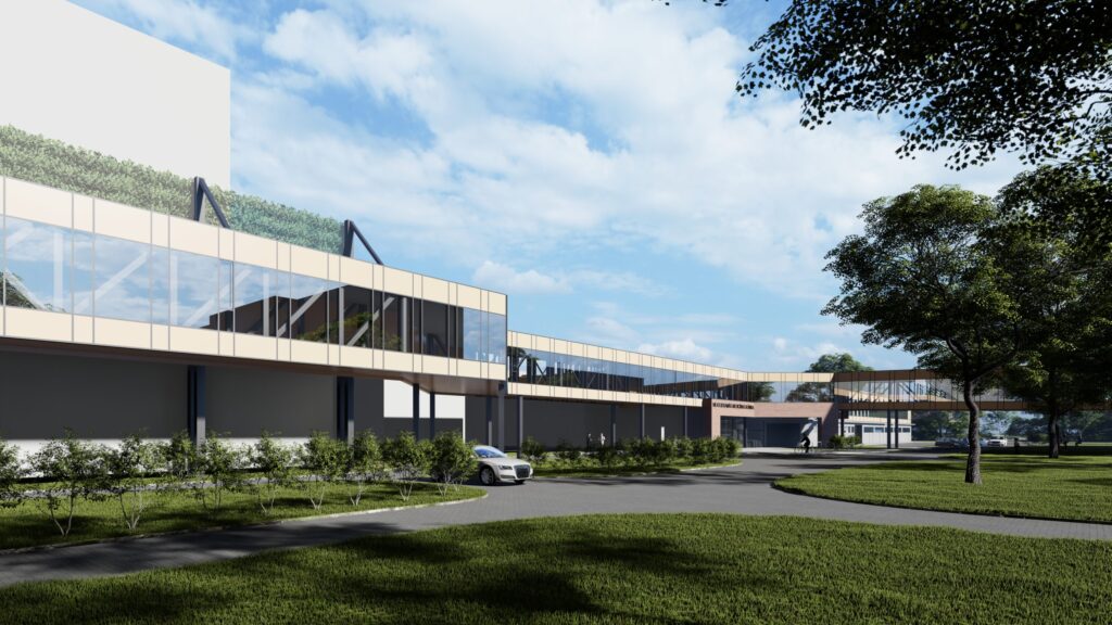 RAKUS aptiekas loģistikas ēka un stacionārus savienojoša virszemes pāreja (Hipokrāta iela 2) - Hospital - visualization