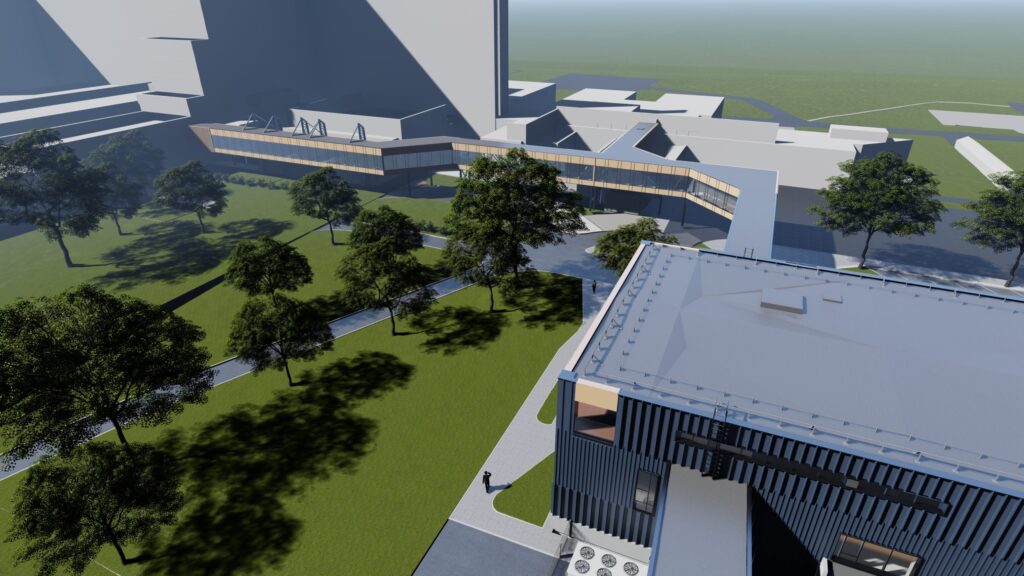 RAKUS aptiekas loģistikas ēka un stacionārus savienojoša virszemes pāreja (Hipokrāta iela 2) - Hospital - visualization