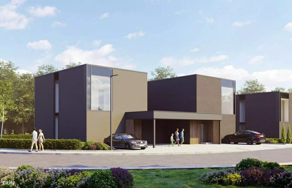 Draustinio namai (Lietaviškių g. 82, 82A, 82B, 82C, 82D, 82E, 84B, 84C, 86, 86B, 86C, 86E) - Private house community, Row housing - visualization