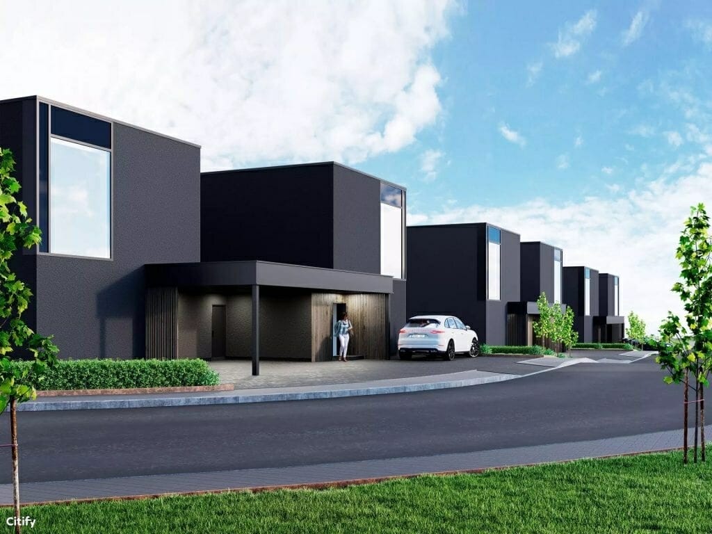 Draustinio namai (Lietaviškių g. 82, 82A, 82B, 82C, 82D, 82E, 84B, 84C, 86, 86B, 86C, 86E) - Private house community, Row housing - visualization