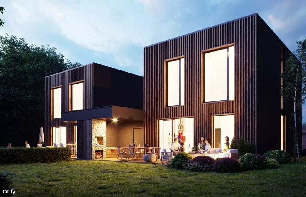 Draustinio namai (Lietaviškių g. 82, 82A, 82B, 82C, 82D, 82E, 84B, 84C, 86, 86B, 86C, 86E) - Private house community, Row housing - visualization