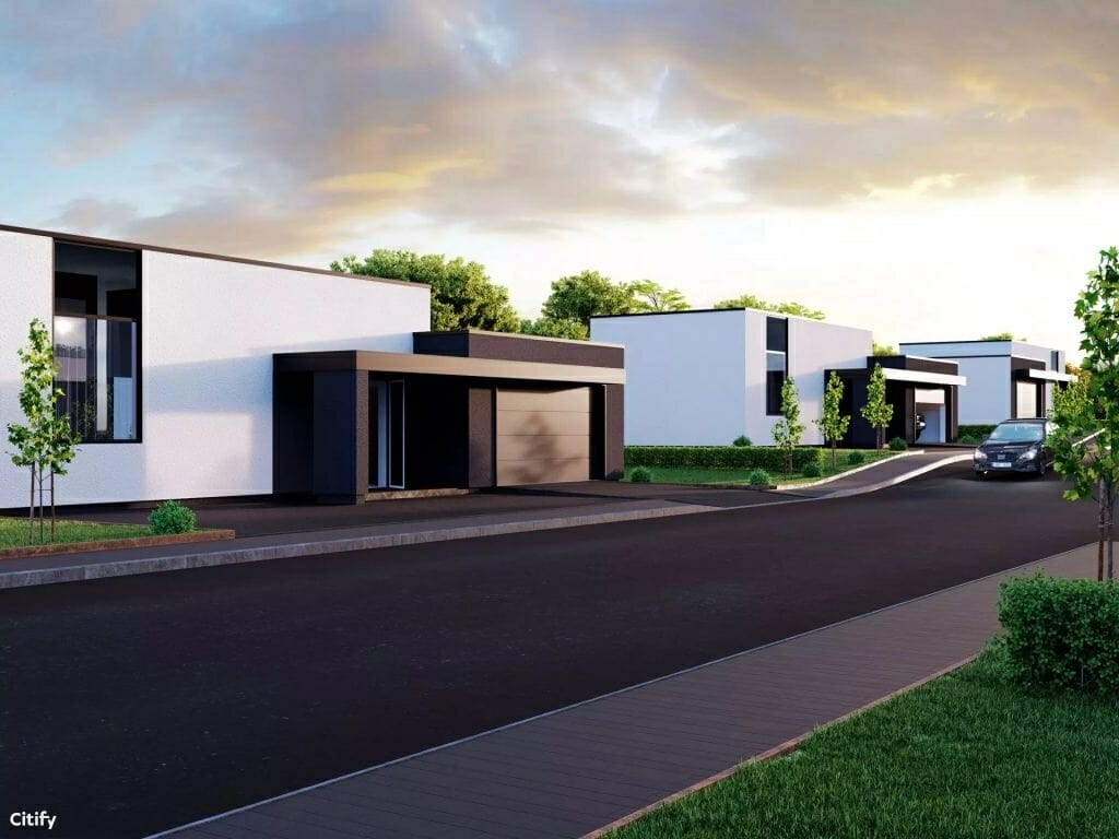 Draustinio namai (Lietaviškių g. 82, 82A, 82B, 82C, 82D, 82E, 84B, 84C, 86, 86B, 86C, 86E) - Private house community, Row housing - visualization