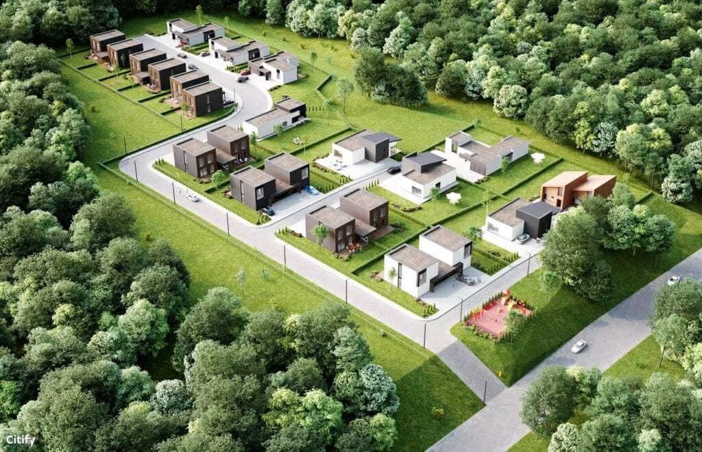 Draustinio namai (Lietaviškių g. 82, 82A, 82B, 82C, 82D, 82E, 84B, 84C, 86, 86B, 86C, 86E) - Private house community, Row housing - visualization