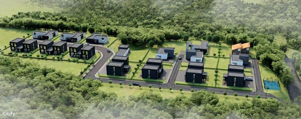 Draustinio namai (Lietaviškių g. 82, 82A, 82B, 82C, 82D, 82E, 84B, 84C, 86, 86B, 86C, 86E) - Private house community, Row housing - visualization