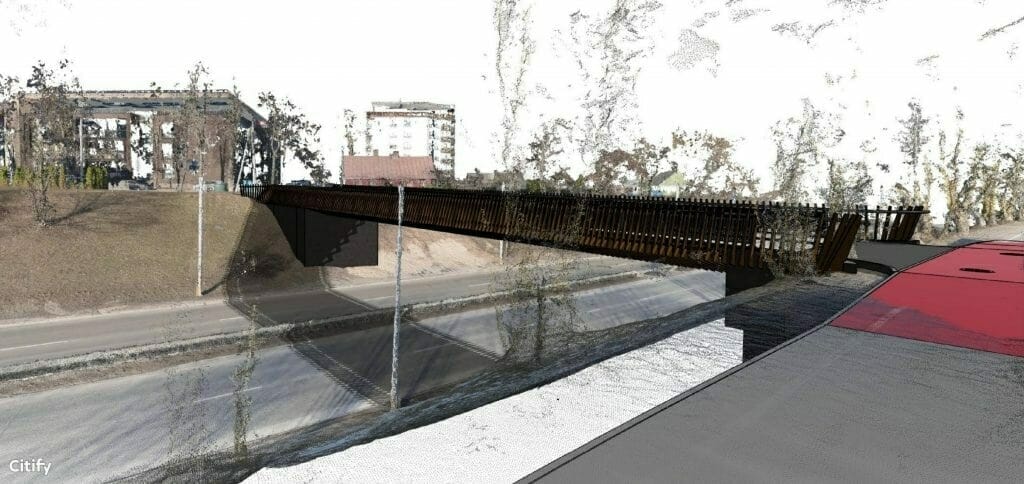 Pėsčiųjų viadukas ties Elnių g. (Elnių g.) - Bike path, Bridge - visualization