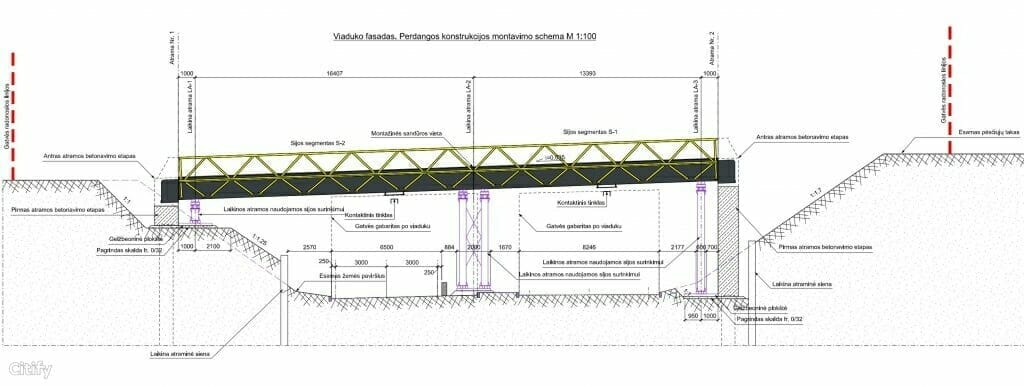 Pėsčiųjų viadukas ties Elnių g. (Elnių g.) - Bike path, Bridge - visualization