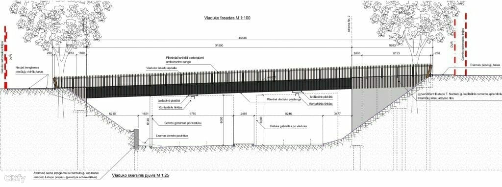 Pėsčiųjų viadukas ties Elnių g. (Elnių g.) - Bike path, Bridge - visualization