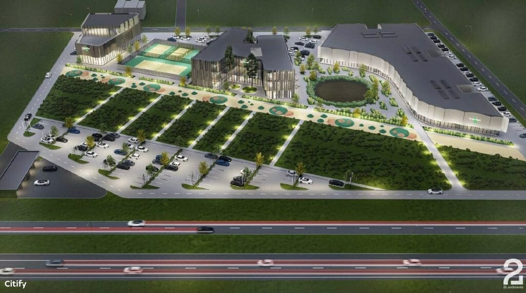 Green Point (J. Brožaičio g. 7,9,11) - Office center, Shopping center, Sports arena - visualization