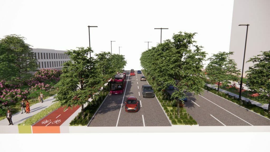 Konstitucijos pr. atnaujinimas ir apželdinimas (Konstitucijos pr.) - Bike path, Road - visualization