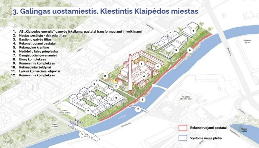 Klaipėdos energijos teritorijos konversija (Danės g. 8) - Administrative, Multi apartment, Office center, Other industrial, Waterside - visualization