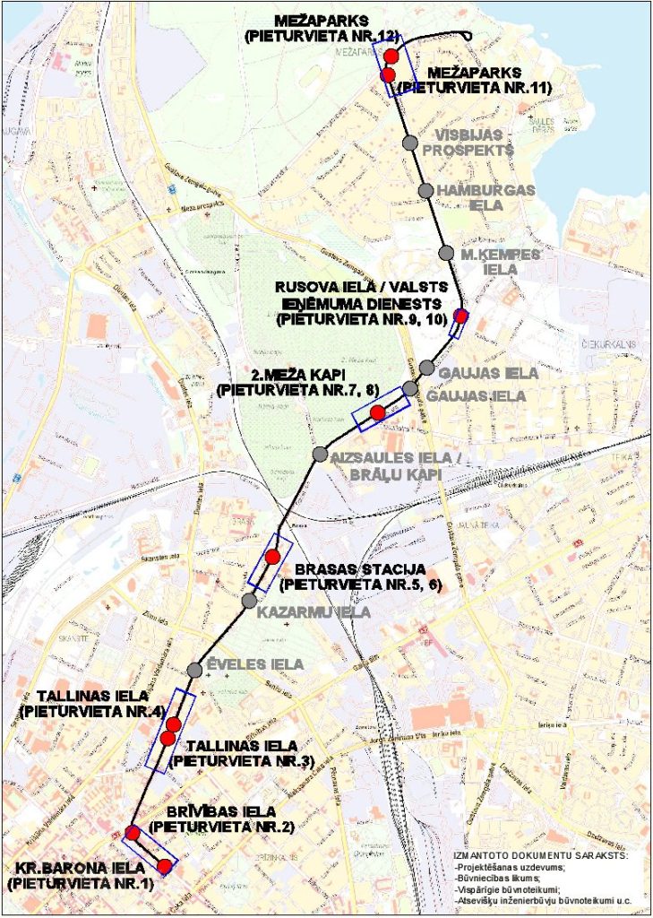 Tramvaja pieturvietu pārbūve un sliežu ceļu posmu atjaunošana 11.tramvaja maršrutā no Kr.Barona ielas līdz Mežaparkam (Matīsa iela, Miera iela, Kokneses prospekts) - Kelias - vizualizacija