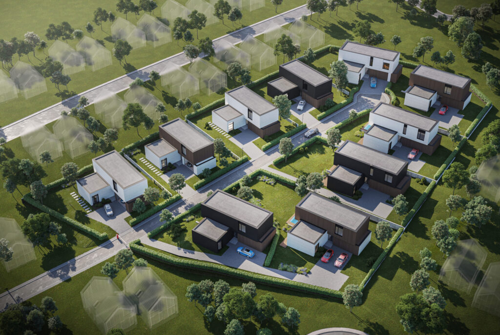 HALSO (Lukšinės g. 26, 28, 32, 34, Ašmenėlės g. 44) - Private house community - visualization