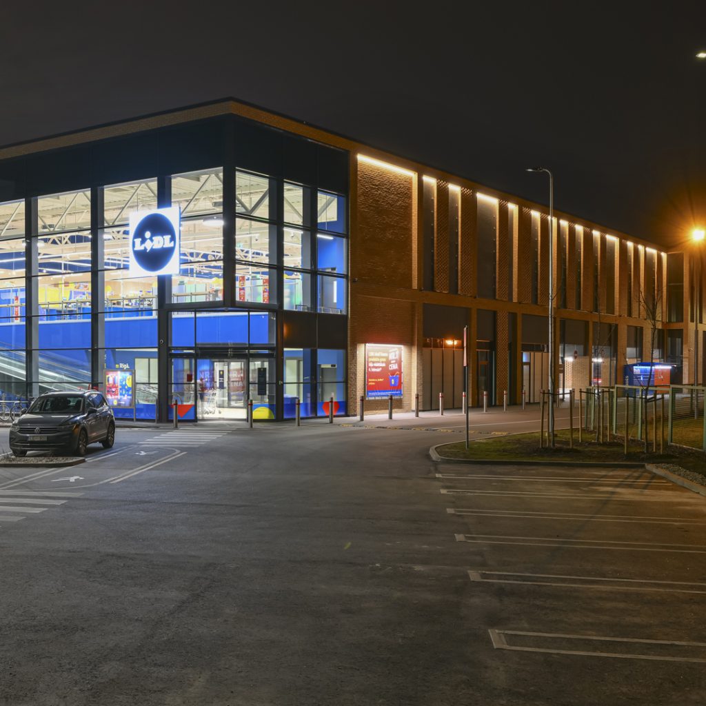 Lāčplēša skvērs - 1. kārta - LIDL - Lāčplēša iela 76 (Lāčplēša iela 76) - Tirdzniecības centrs - būvdarbu attēli