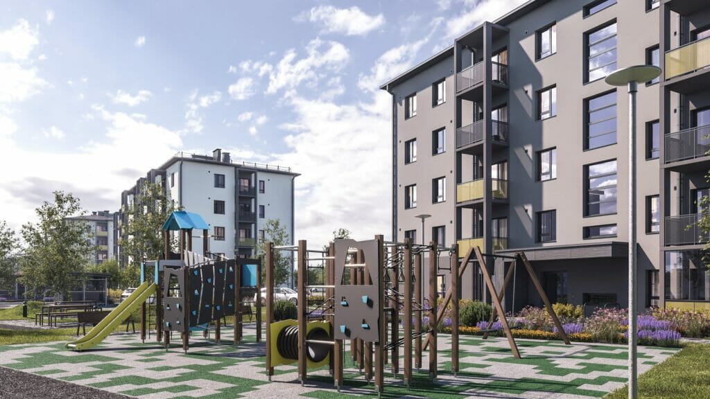 Dreilinga mājas - 2. kārta (Mazā Robežu iela 1, 2, 3, 4, 5) - Daugiabutis - vizualizacija