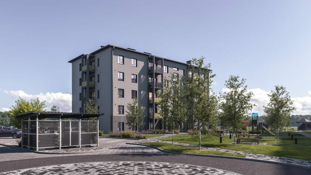 Dreilinga mājas - 2. kārta (Mazā Robežu iela 1, 2, 3, 4, 5) - Daugiabutis - vizualizacija