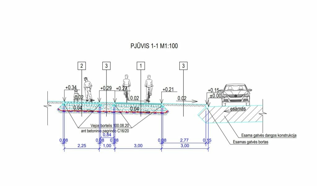 Dviračių tako atkarpa ties Ozo g. 12 (Ozo g.) - Bike path - visualization