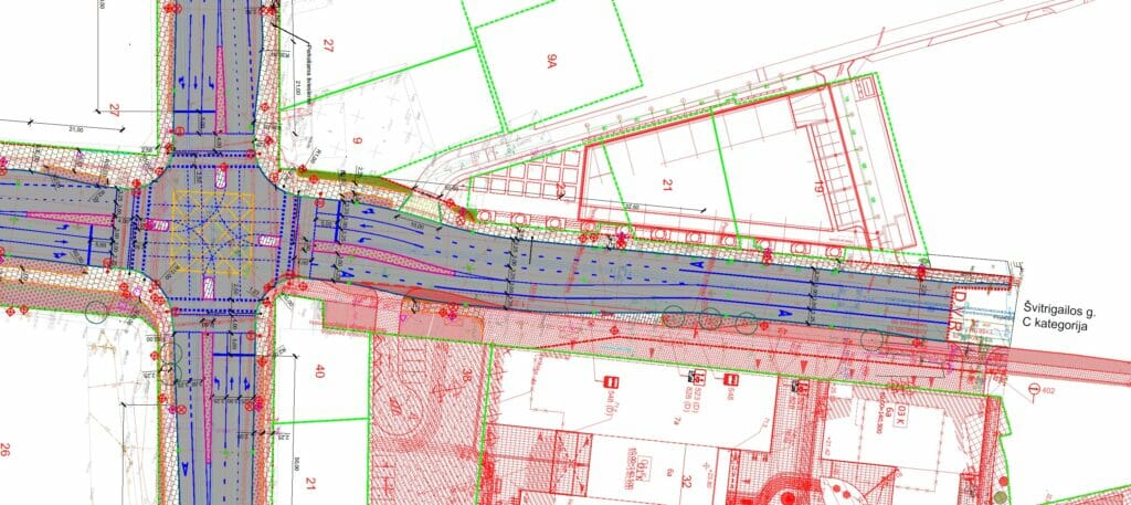 Kauno ir Švitrigailos g. sankryža (Kauno g., Švitrigailos g.) - Gatvė - vizualizacija