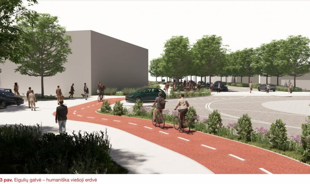 Eigulių gatvės atkarpa tarp Tūkstantmečio g., Geležinio Vilko g. ir Savanorių pr. (Eigulių g.) - Velosipēdu ceļš, Iela - vizualizācija