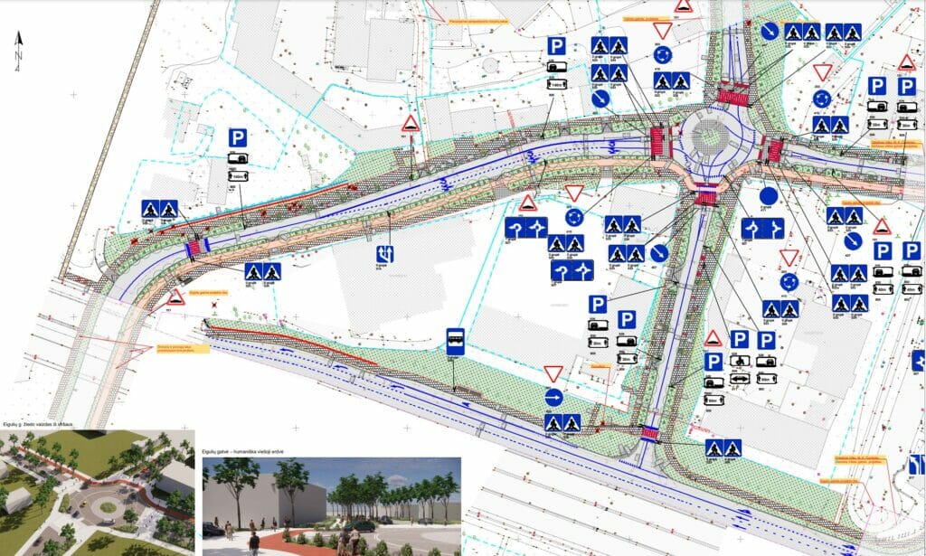 Eigulių gatvės atkarpa tarp Tūkstantmečio g., Geležinio Vilko g. ir Savanorių pr. (Eigulių g.) - Velosipēdu ceļš, Iela - vizualizācija