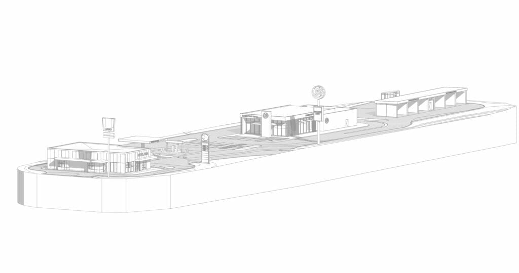 Gariūnų g. 64 (degalinė, greito maisto restoranai, plovykla) (Gariūnų g. 64) - Car wash, Food services, Petrol station - visualization