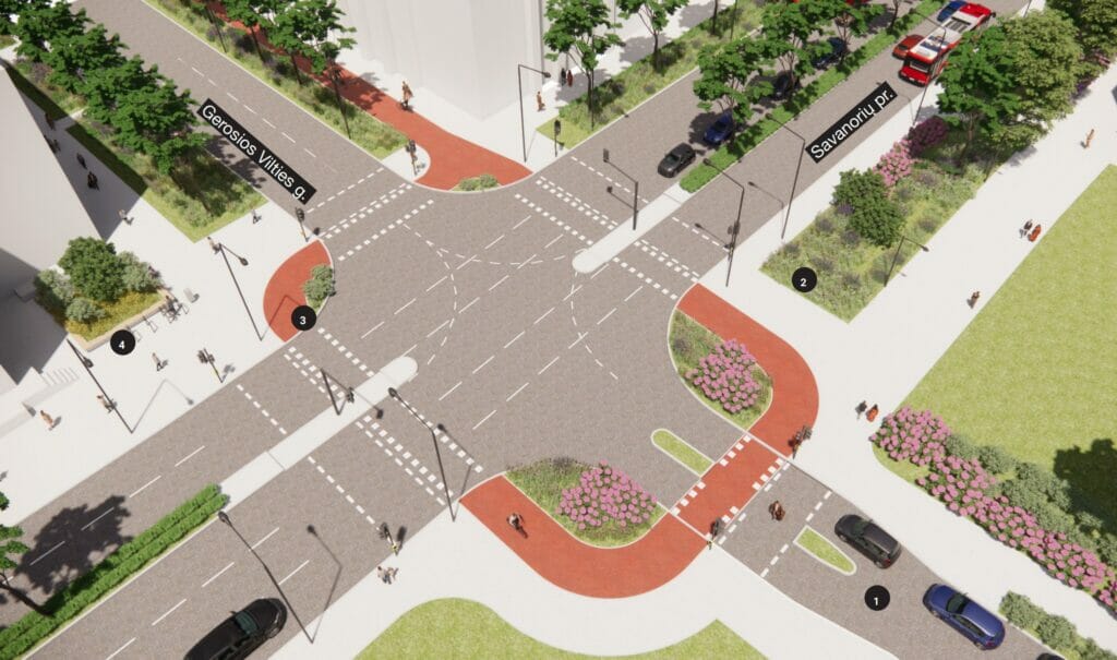 Tunelis po Geležinio vilko g., Gerosios vilties g. ir M. K. Čiurlionio g. atkarpų rekonstrukcija ( Geležinio vilko g., Gerosios vilties g.) - Bike path, Street - visualization