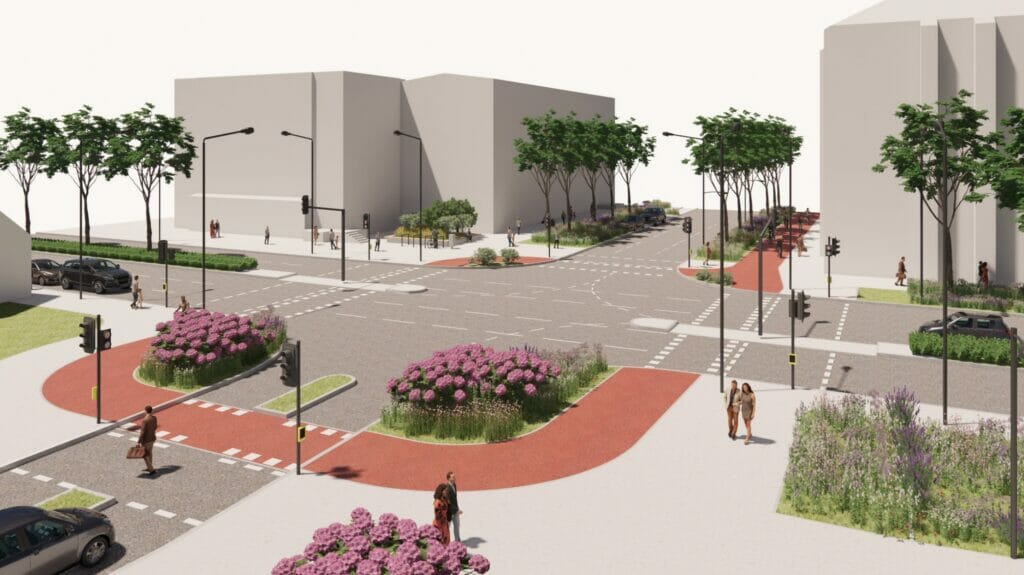 Tunelis po Geležinio vilko g., Gerosios vilties g. ir M. K. Čiurlionio g. atkarpų rekonstrukcija ( Geležinio vilko g., Gerosios vilties g.) - Bike path, Street - visualization