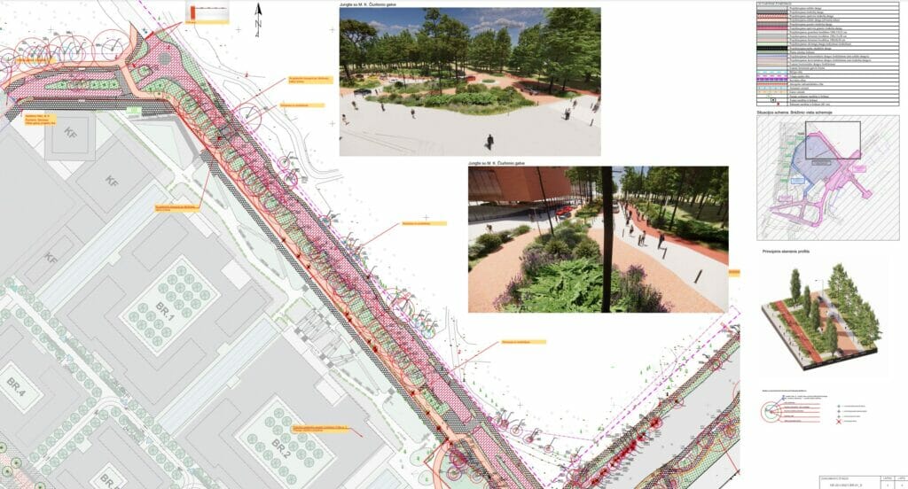 Tunelis po Geležinio vilko g., Gerosios vilties g. ir M. K. Čiurlionio g. atkarpų rekonstrukcija ( Geležinio vilko g., Gerosios vilties g.) - Bike path, Street - visualization