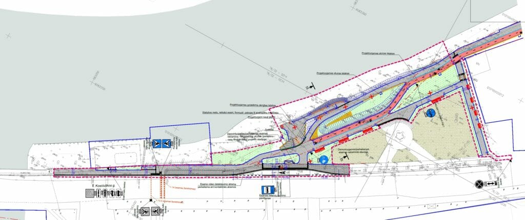 Neries kairiosios krantinės 2 etapas (Žygimantų g., Arsenalo g.) - Dviračių takas, Pakrantė - vizualizacija