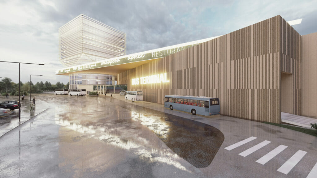 Paldiski mnt 102, 102b, 102c / Mõisa 1, 3 (Paldiski mnt 102, 102b, 102c / Mõisa 1, 3) - Autobusu termināls, Daudzdzīvokļu nams, Biroju centrs, Autostāvvieta, Tirdzniecības centrs - vizualizācija