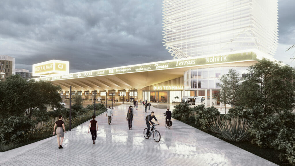 Paldiski mnt 102, 102b, 102c / Mõisa 1, 3 (Paldiski mnt 102, 102b, 102c / Mõisa 1, 3) - Autobusu termināls, Daudzdzīvokļu nams, Biroju centrs, Autostāvvieta, Tirdzniecības centrs - vizualizācija