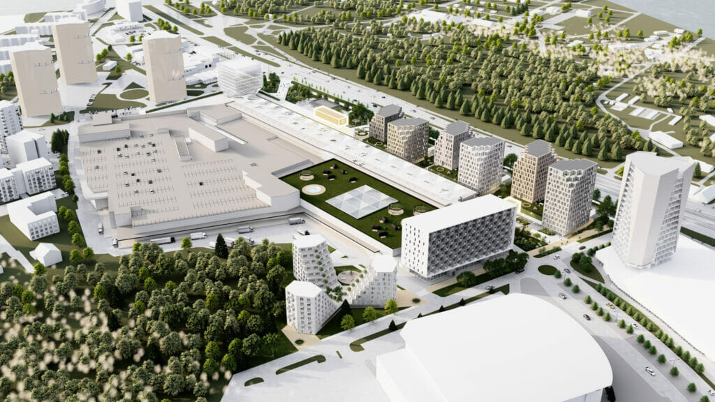 Paldiski mnt 102, 102b, 102c / Mõisa 1, 3 (Paldiski mnt 102, 102b, 102c / Mõisa 1, 3) - Autobusu termināls, Daudzdzīvokļu nams, Biroju centrs, Autostāvvieta, Tirdzniecības centrs - vizualizācija