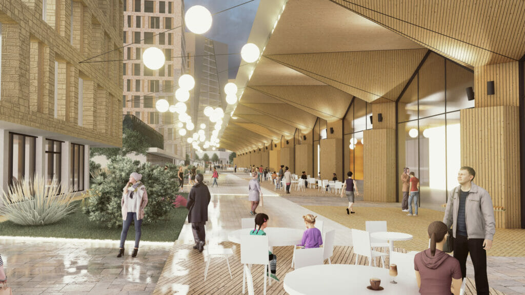 Paldiski mnt 102, 102b, 102c / Mõisa 1, 3 (Paldiski mnt 102, 102b, 102c / Mõisa 1, 3) - Autobusu termināls, Daudzdzīvokļu nams, Biroju centrs, Autostāvvieta, Tirdzniecības centrs - vizualizācija