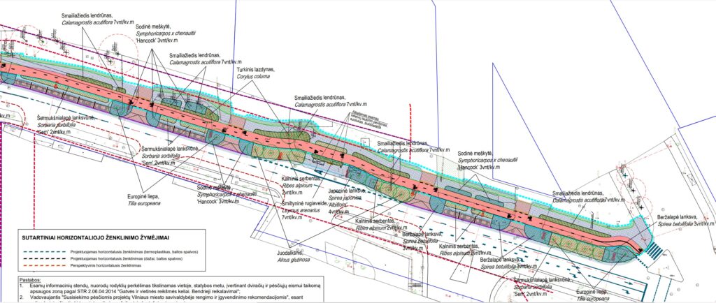 Verkių g. tarp Kareivių g. ir Žirmūnų g. (Verkių g.) - Bike path, Pedestrian path - visualization
