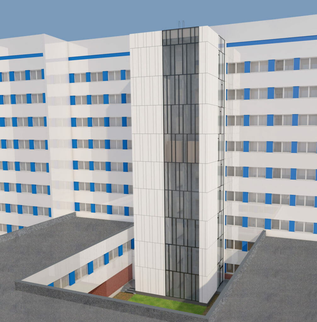 Latvijas Onkoloģijas centra ārstniecības nodaļu pārbūve un liftu izbūve (Hipokrāta iela 4) - Hospital - visualization