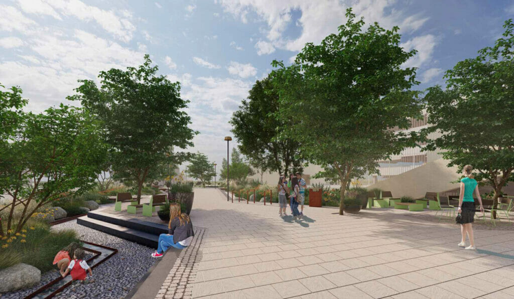 SPORTA 2 kvartāls - 1.kārta - Teritorijas labiekārtojums (Sporta iela 2) - Skveras - vizualizacija