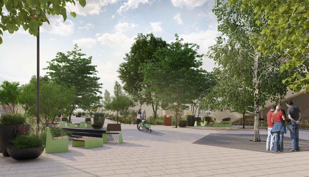 SPORTA 2 kvartāls - 1.kārta - Teritorijas labiekārtojums (Sporta iela 2) - Skveras - vizualizacija
